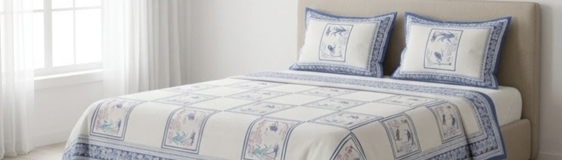 ELITE CLASS PURE COTTON BLOCK PRINT KING SIZE BEDSHEET SET