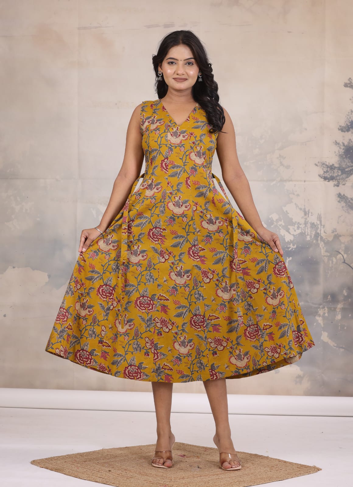 Breezy Cotton V-Neck Midi Dress