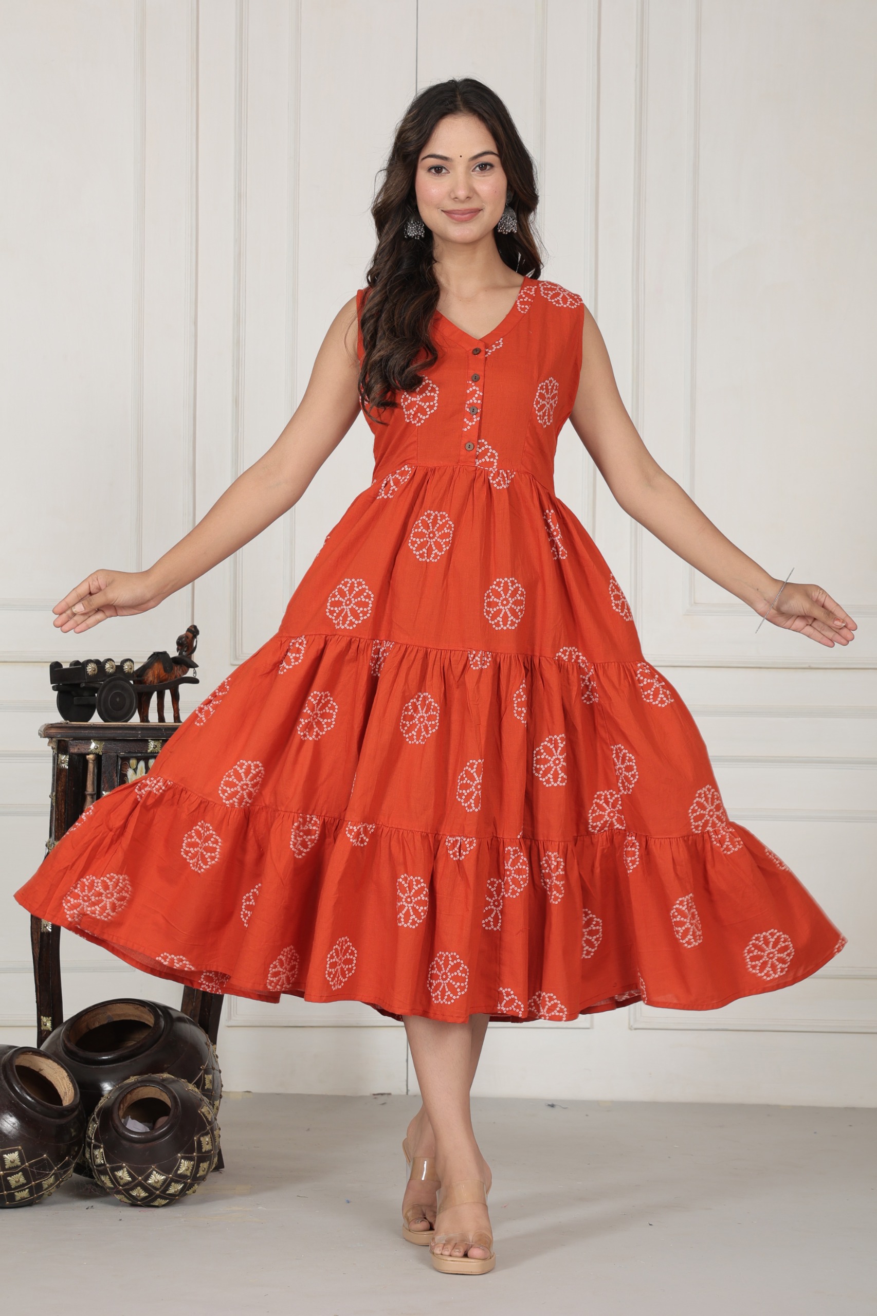 Breezy Cotton V-Neck Midi Dress 2