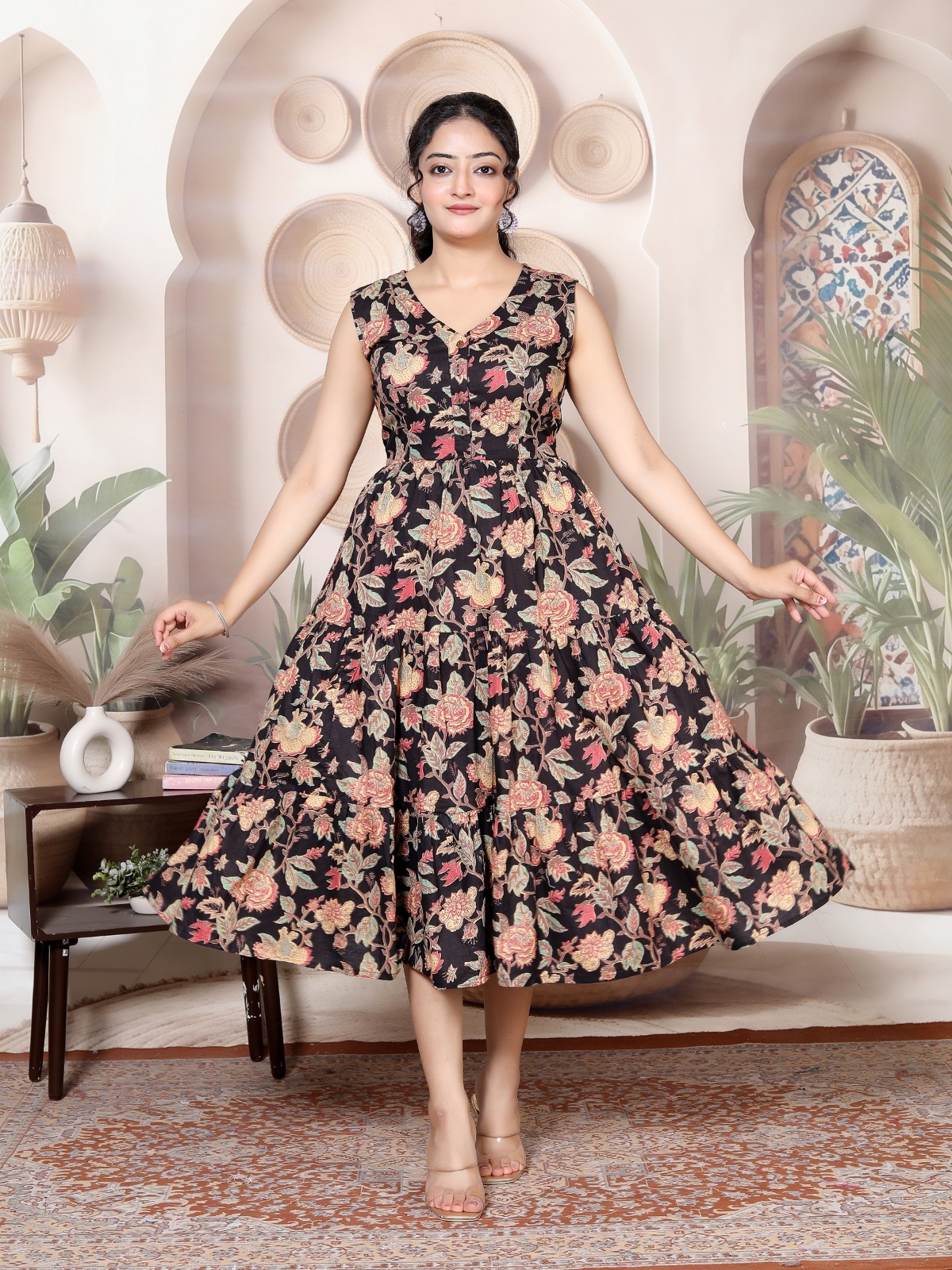 Breezy Cotton V-Neck Midi Dress 2