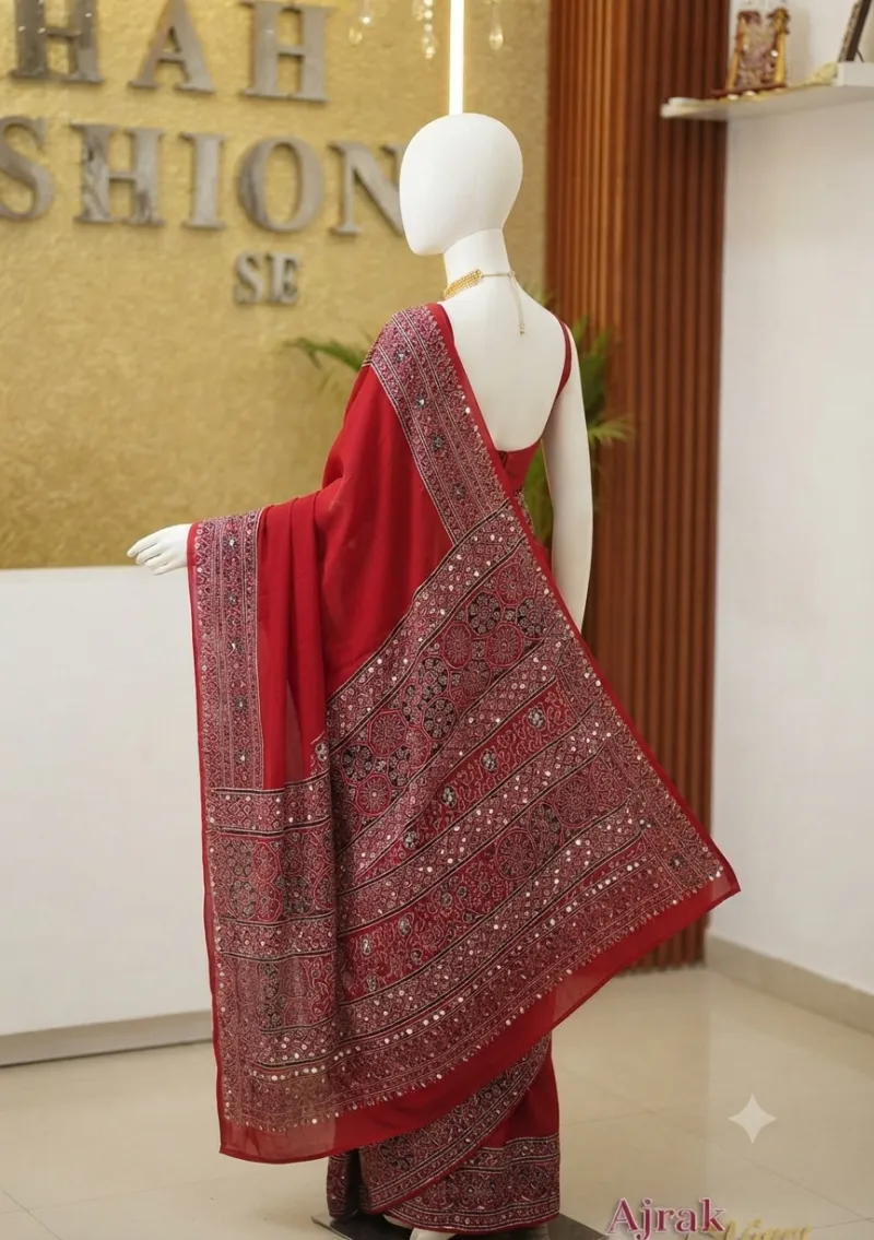 Karwa Chauth Special Red Ajrak Modal 