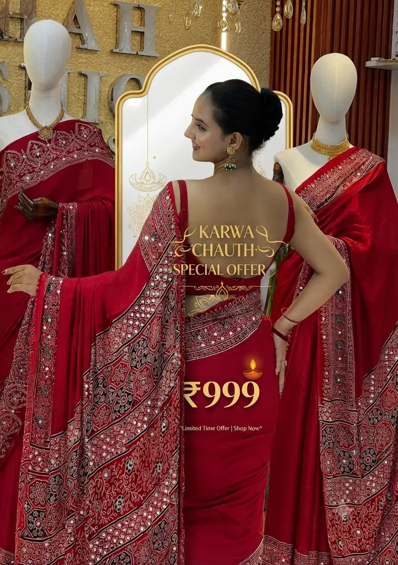 Karwa Chauth Special Red Ajrak Modal 