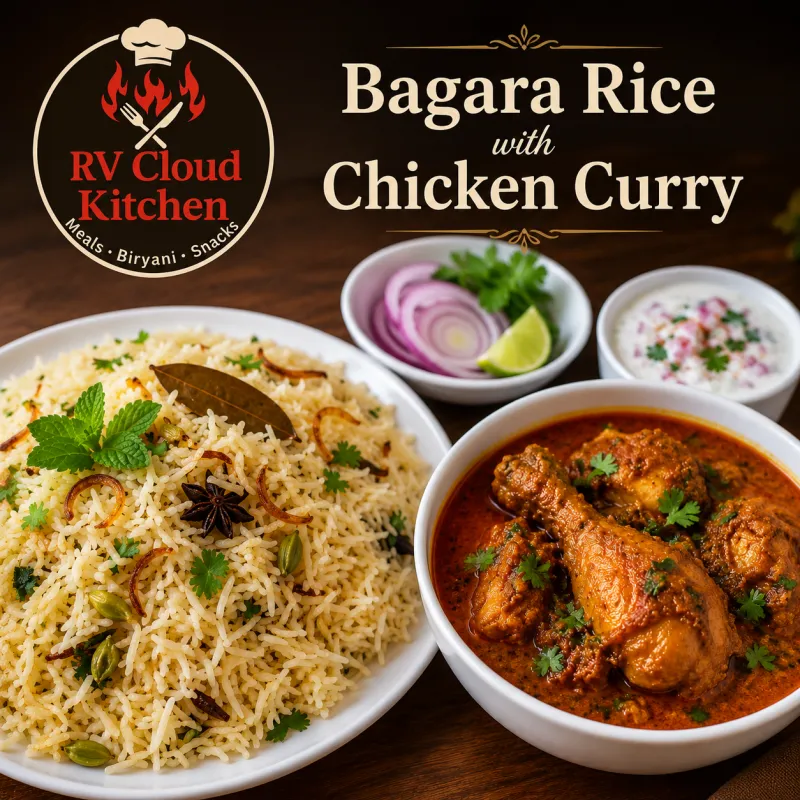 Bagara Rice with chicken curry