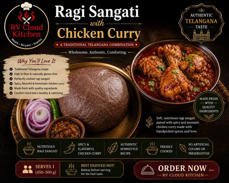 Ragi sangati chicken curry