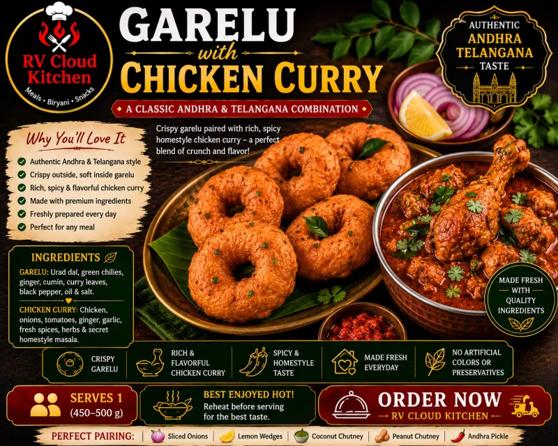 Garelu with Chicken Curry