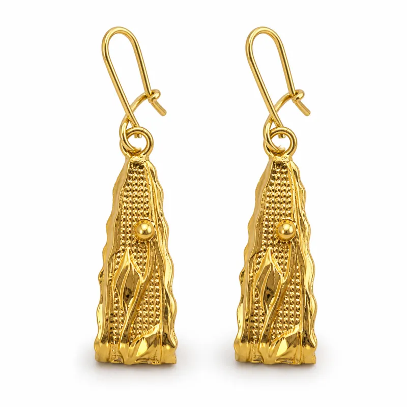 Floral Leaf Teardrop Gold Earrings