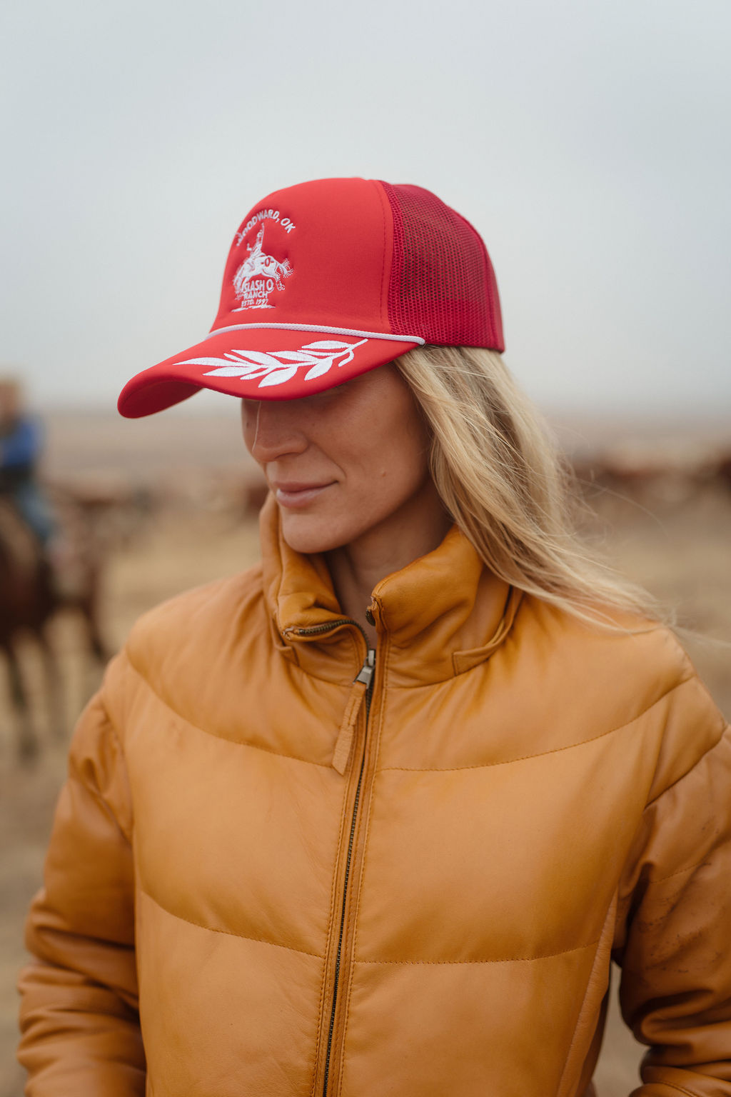 Puffy Trucker Rope Cap - Red & White