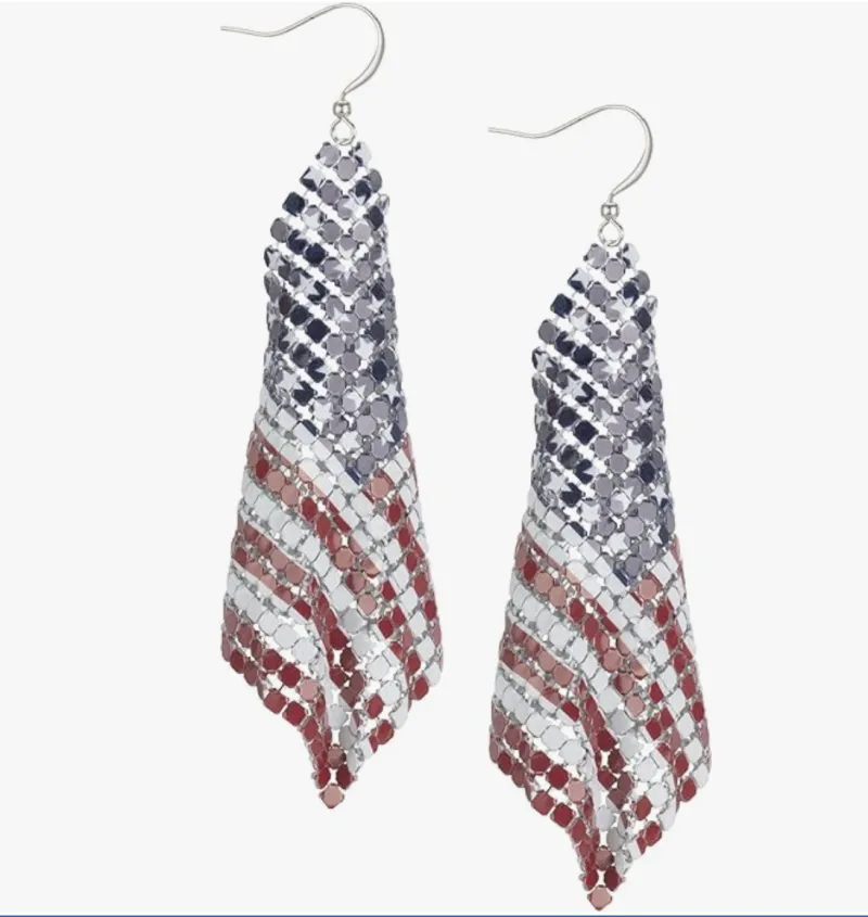 Americana Mesh Flag Drop Earrings