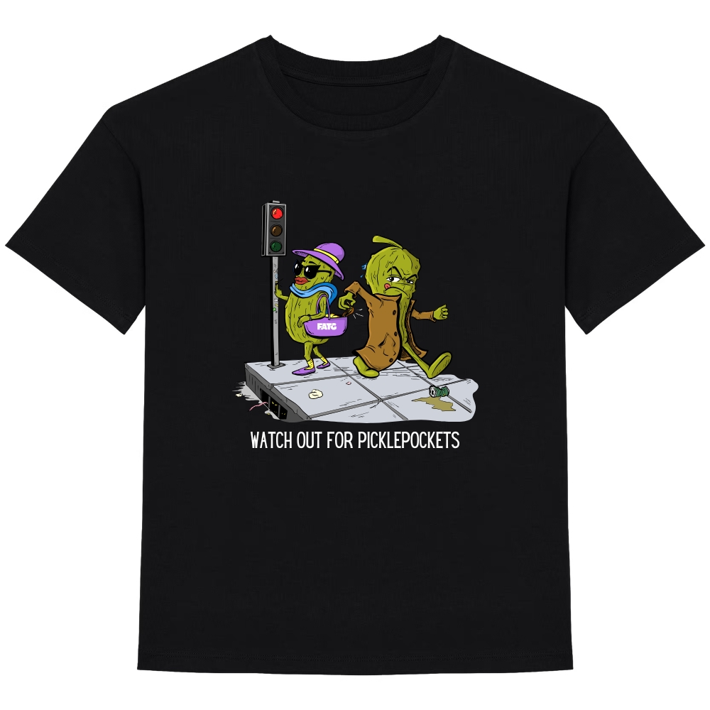 Kids t-shirt front Watch out for picklepockets