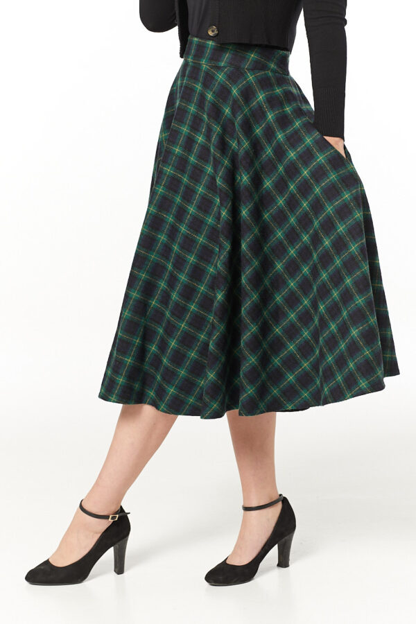 Sophie Forest Green Check Circle Skirt