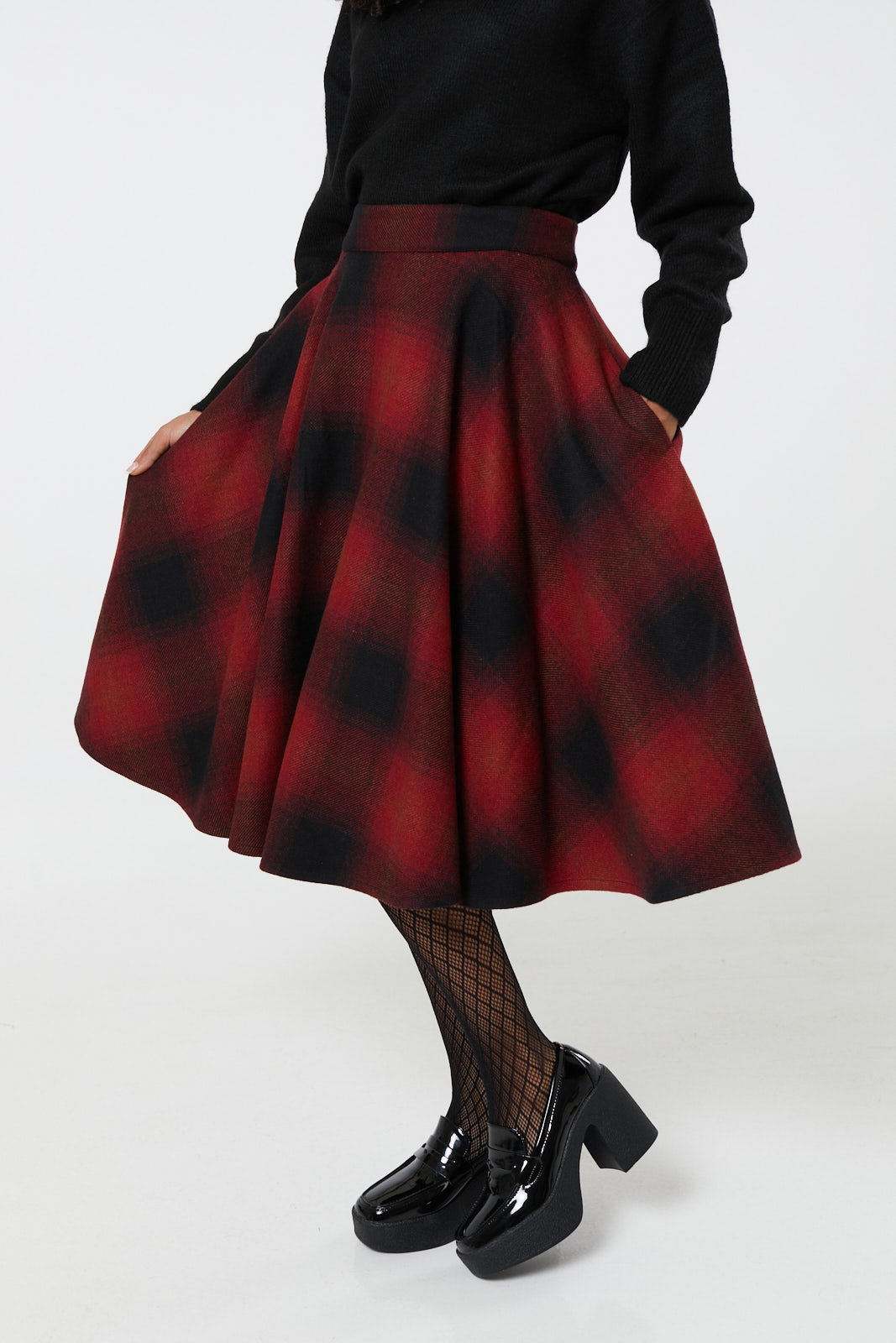 Sophie Red and Black Check Circle Skirt