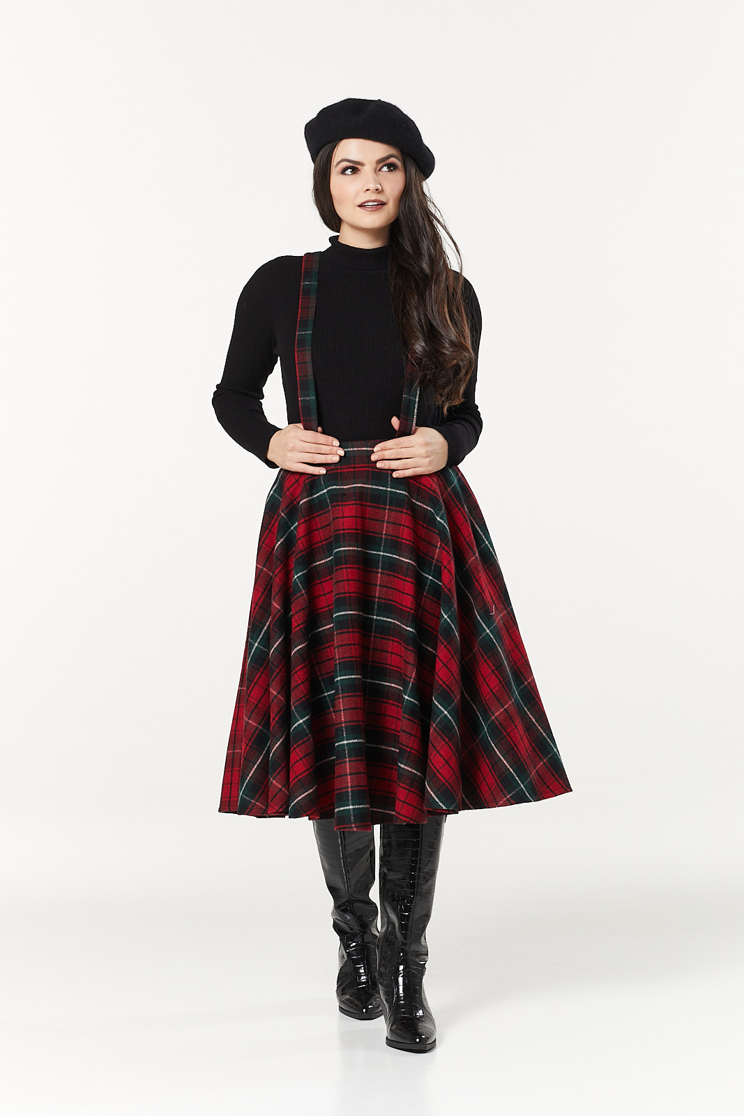 Sophie Red and Dark Green Tartan Circle Skirt