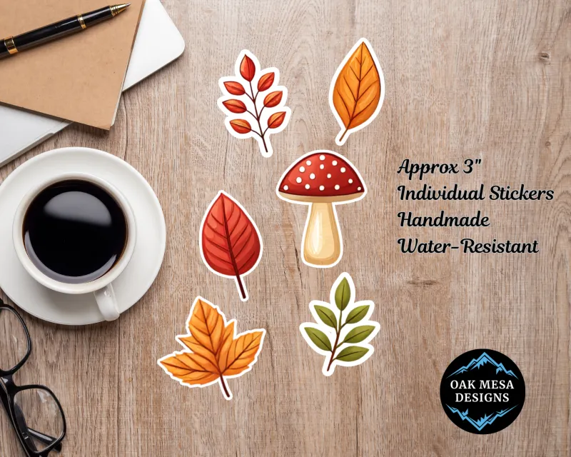 Autumn Mushroom & Leaves Sticker Pack