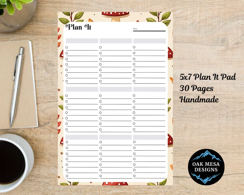 Autumn Mushroom Plan It Notepad