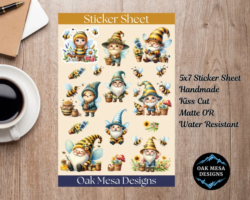 Honeybee Gnome Garden Sticker Sheet