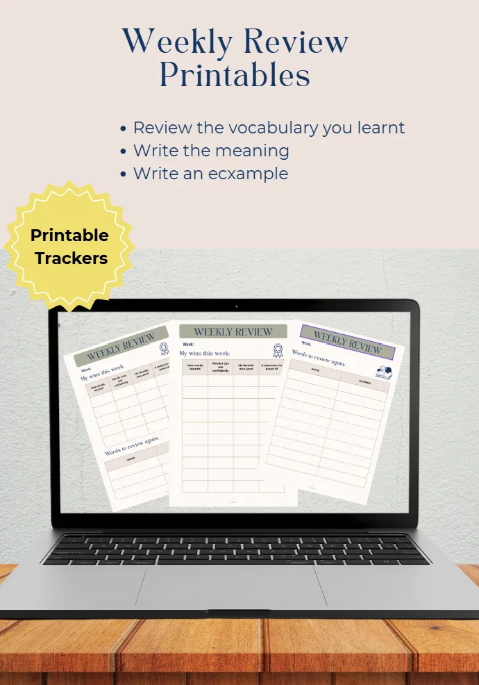 Vocabulary Weekly Review Tracker | Printable