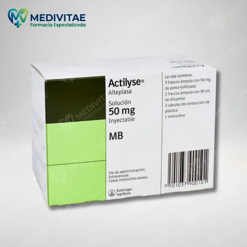 ACTILYSE ALTEPLASA 50 MG CAJA CON 2 FRASCOS ÁMPULA CON POLVO Y 2 FRASCOS ÁMPULA CON DILUYENTE