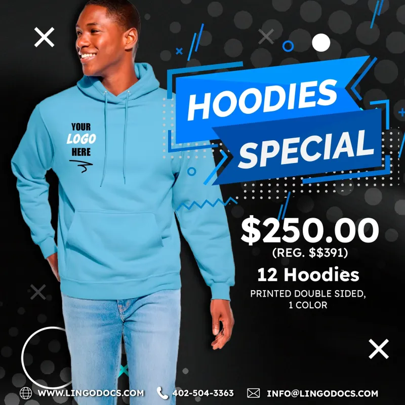 Special - 12 Custom Printed Hoodies – Double-Sided