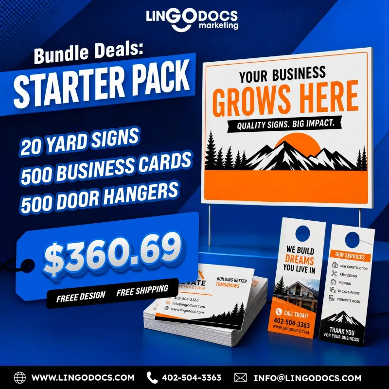 Business Starter Pack – Yard Signs, Business Cards & Door Hangers