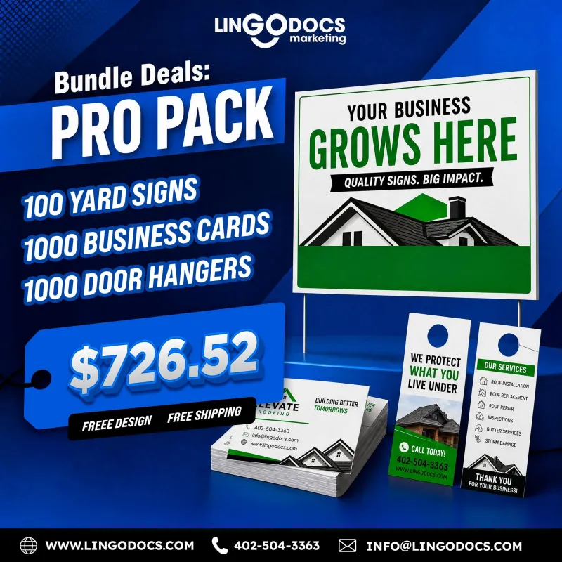 Pro Business Marketing Pack – 100 Yard Signs, 1,000 Business Cards & 1,000 Door Hangers