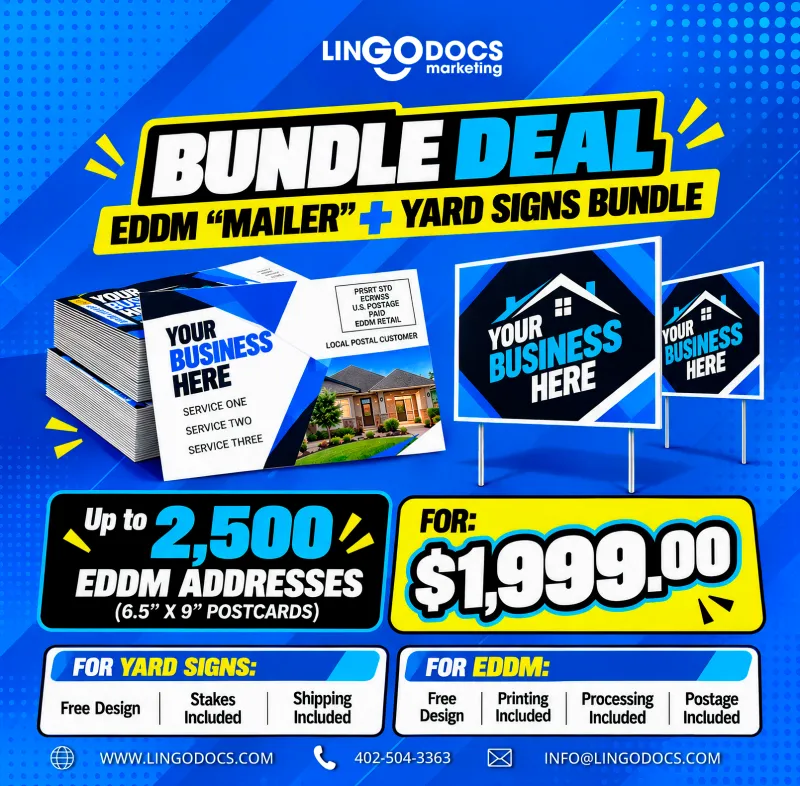 EDDM + Yard Signs Marketing Bundle – Up to 2,500 Homes