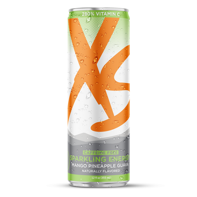 XS Sparkling Juiced Energy 12 oz - Caffeine Free Mango Pineapple Guava