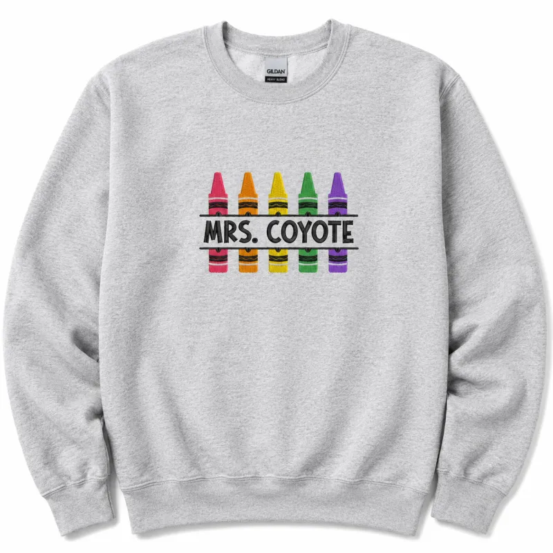 "STAFF" PERSONALIZED CRAYON BOX TEACHER EMBROIDERED CREWNECK CCE 26-27