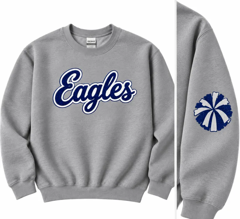 UCA Eagles Glitter Script Pom Crewneck UCA 26-27