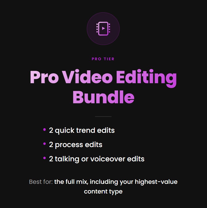 Video Editing Service - Pro Bundle (save $70)