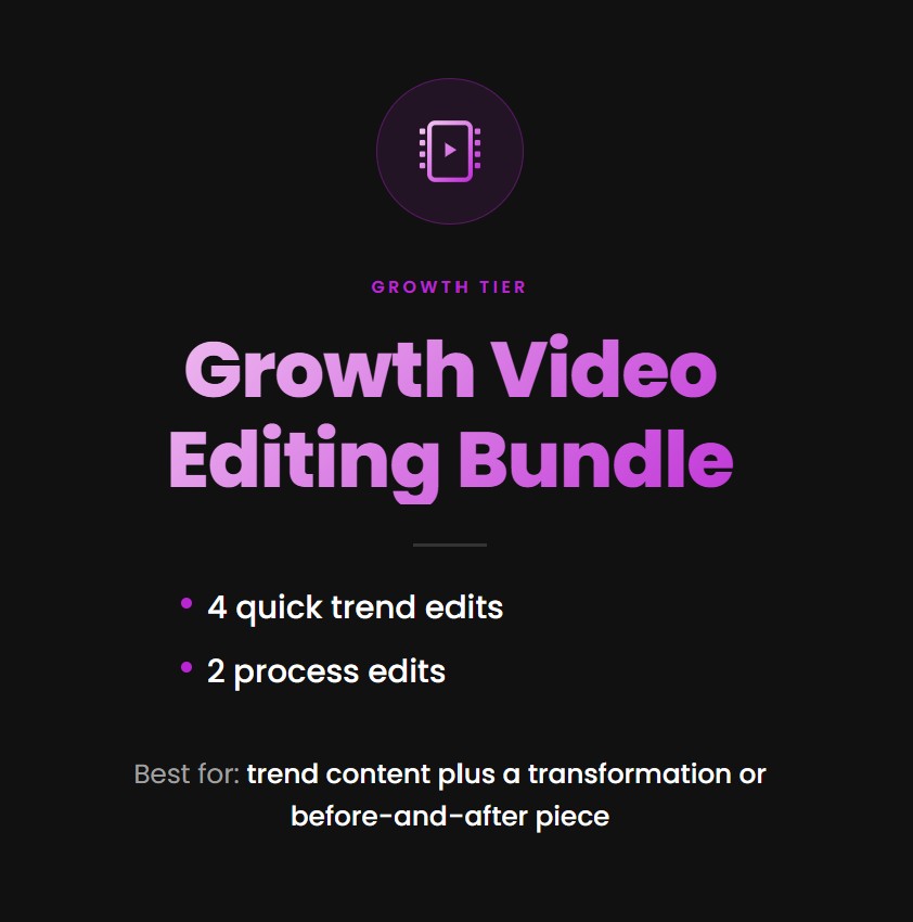 Video Editing Service - Growth Bundle (save $30)