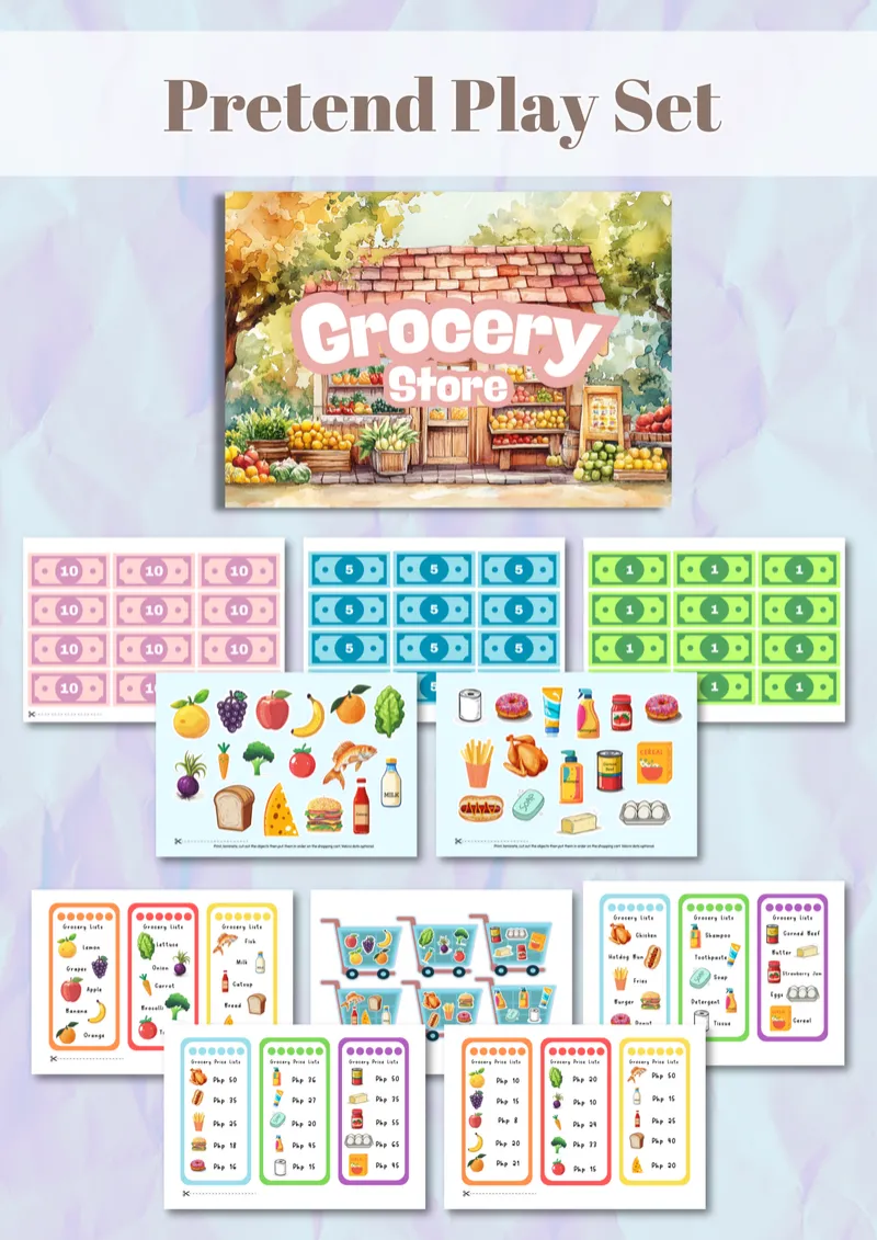 Pretend Play Grocery Store – Printable Play Set (Digital Download) 