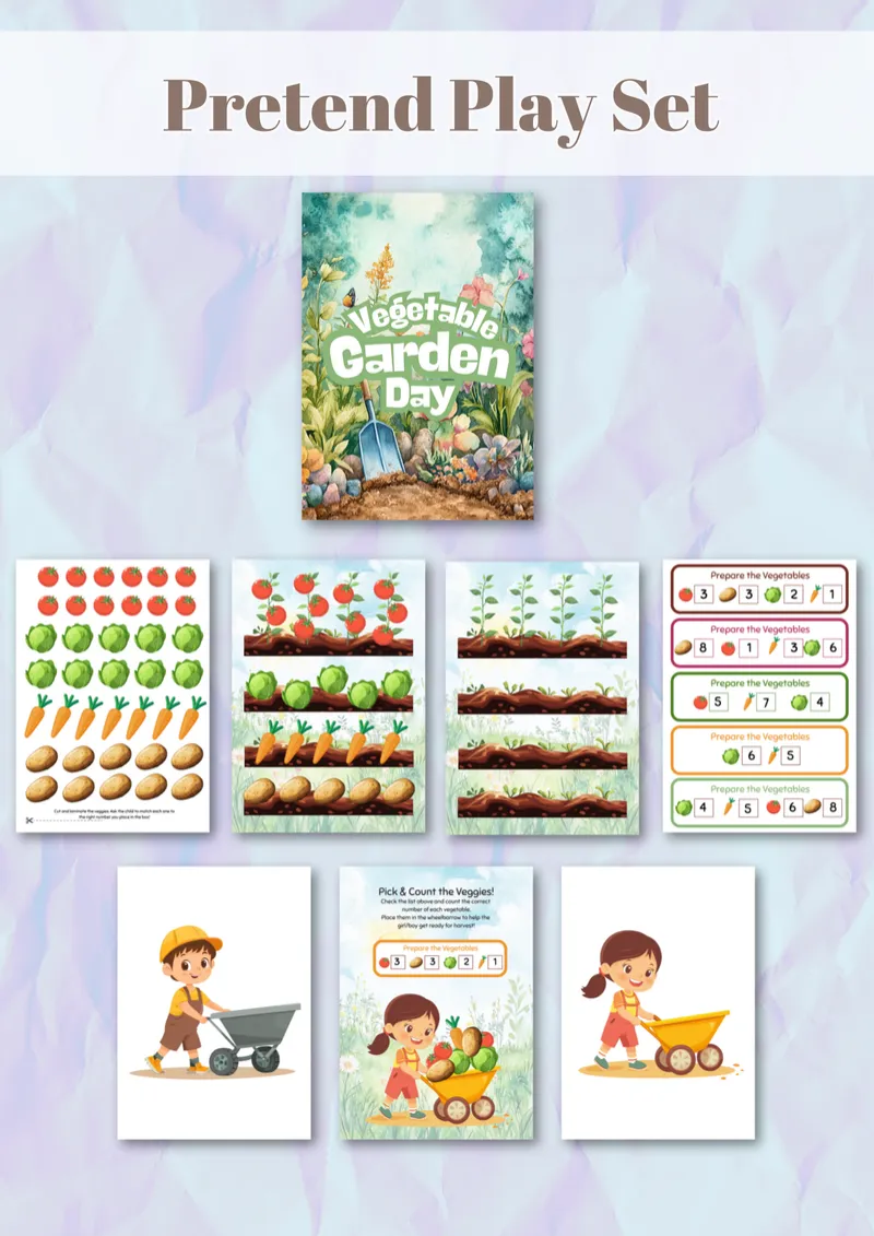 Pretend Play & Learning Set  Vegetables Garden day (Digital Download) (PLU)