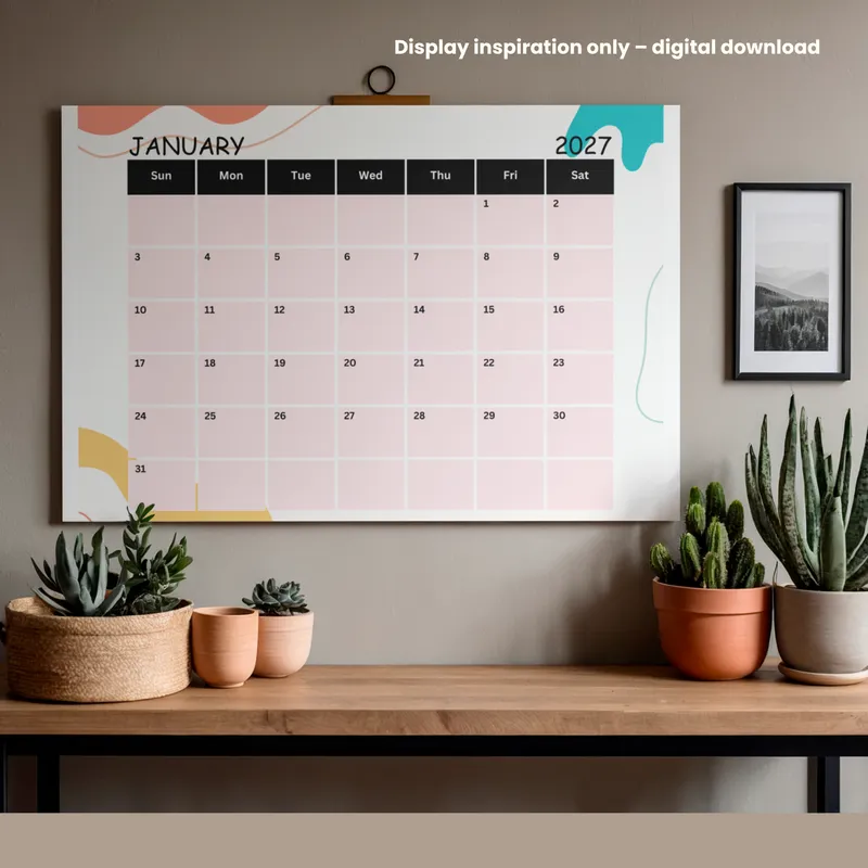 2027 Calendar-A Colourful Year Printable 
