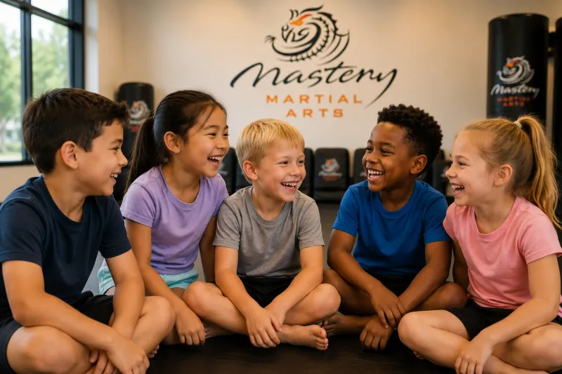 Group of diverse children laughing together and building friendships in a positive environment. Group of diverse children laughing together and building friendships in a positive environment.