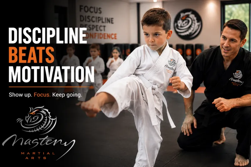 Martial arts student practicing with intense focus while classmates train behind them. Martial arts student practicing with intense focus while classmates train behind them.