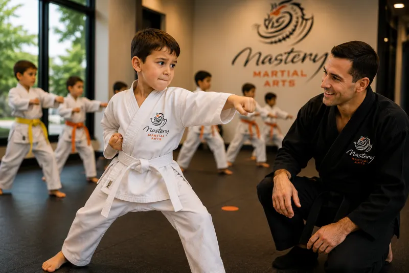 Mastery Martial Arts student attempts a beginner skill despite feeling uncertain.