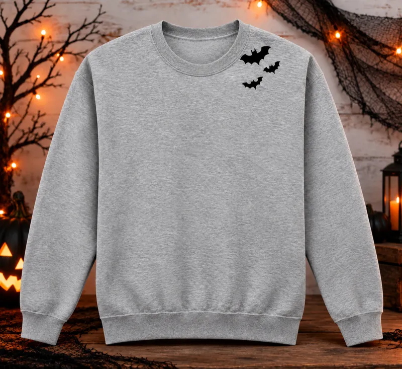 Spooky Bats Halloween Crewneck Sweatshirt – Gray