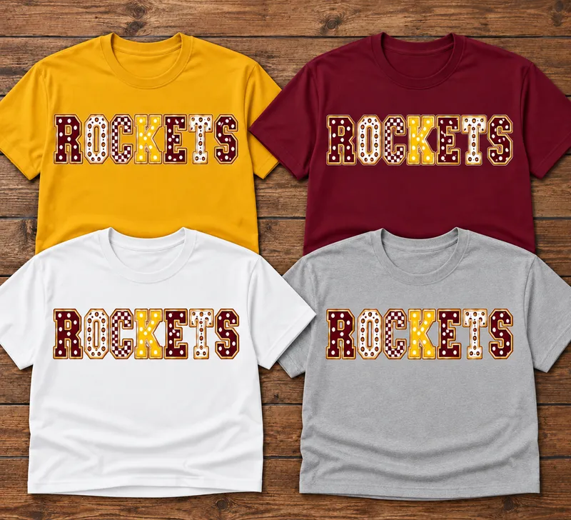 Richmond Rockets Spirit T-Shirt – Vintage Patterned Letter Design