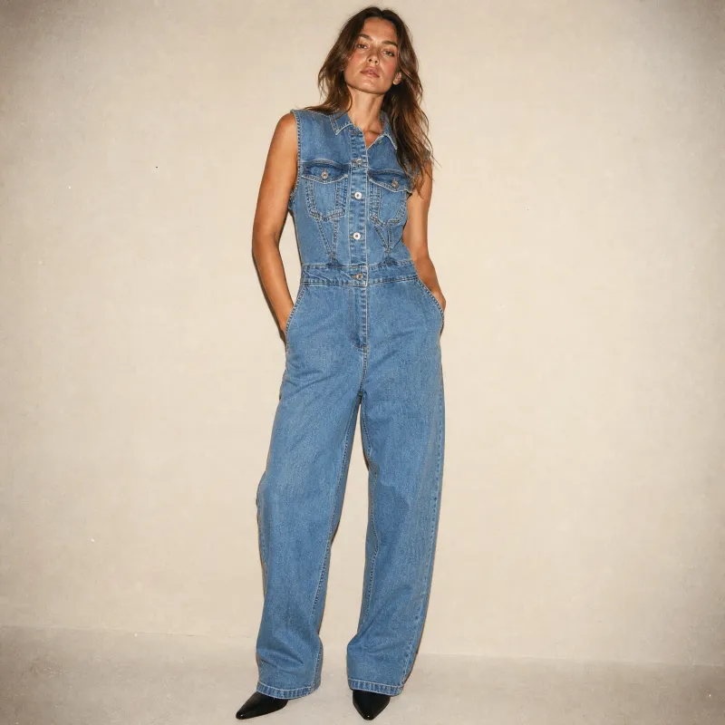 Overol Denim Sleeveless