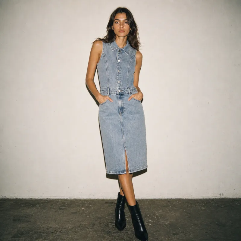 Vestido Denim Midi Sleeveless
