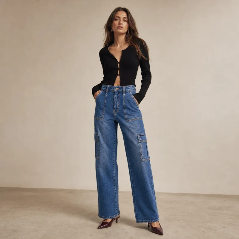 Jeans Denim Cargo Wide Leg BALAM