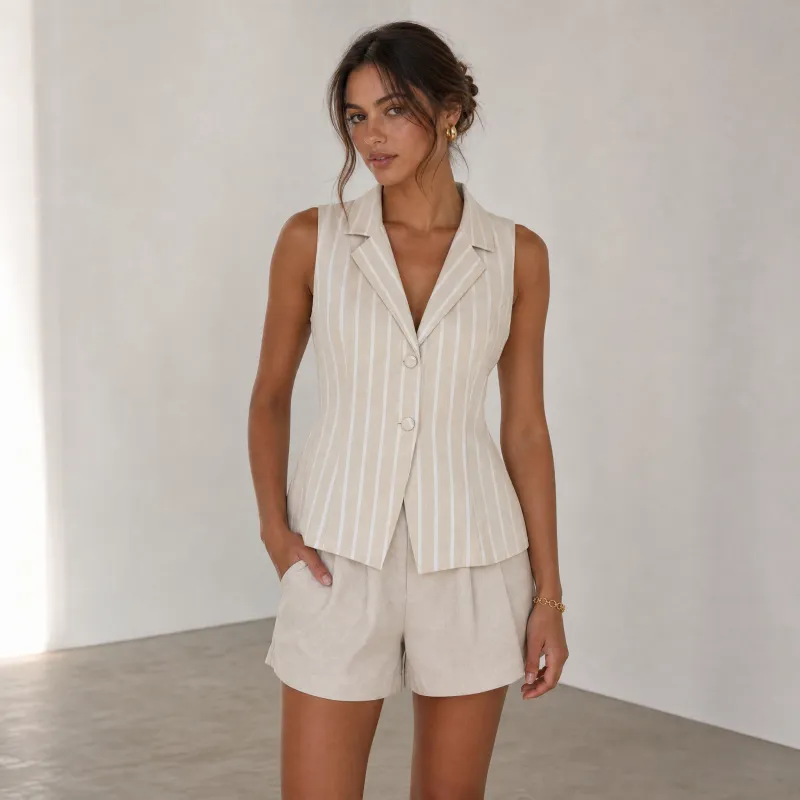 Chaleco Linen Stripe Elegance