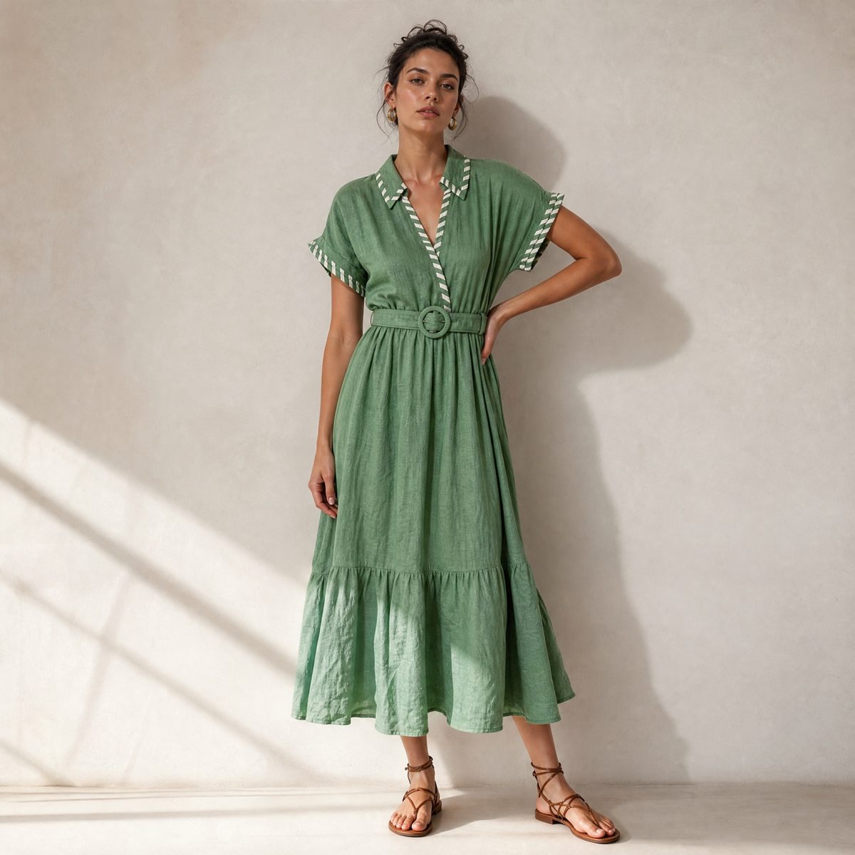 Vestido Midi con Cinturón