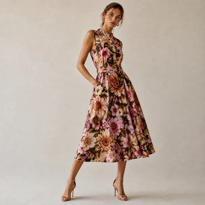 Vestido Midi Floral Garden Elegance