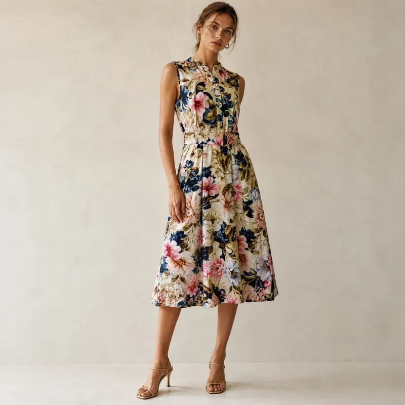 Vestido Midi Floral Garden Elegance
