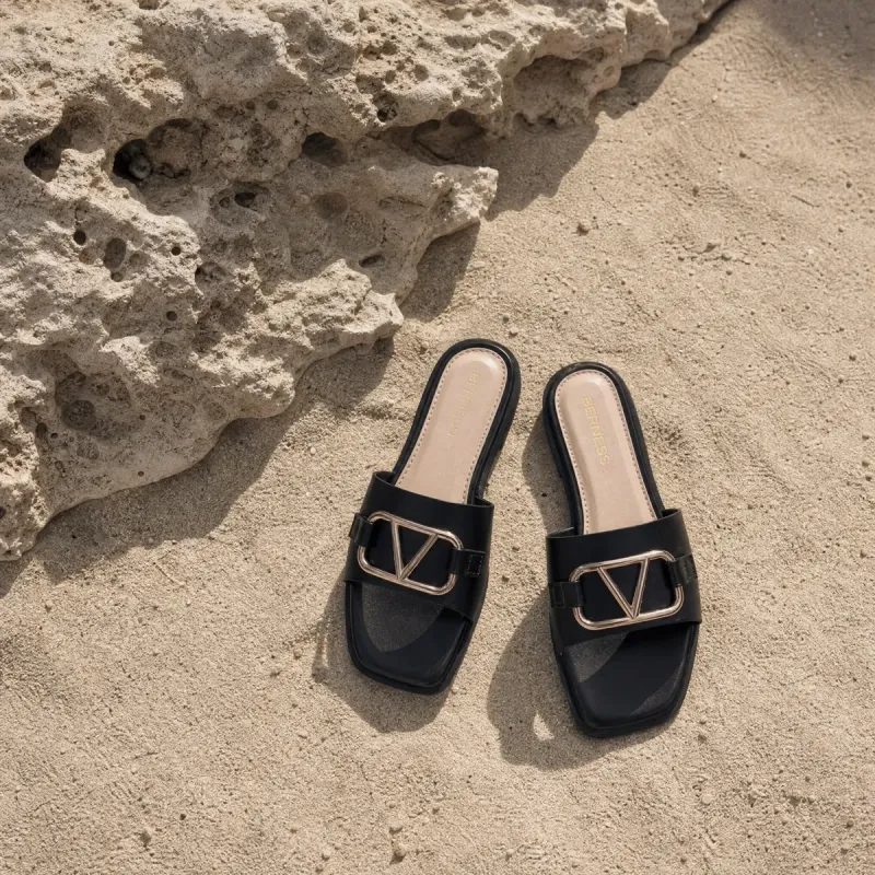 Sandalia Slide Valencia Gold Buckle
