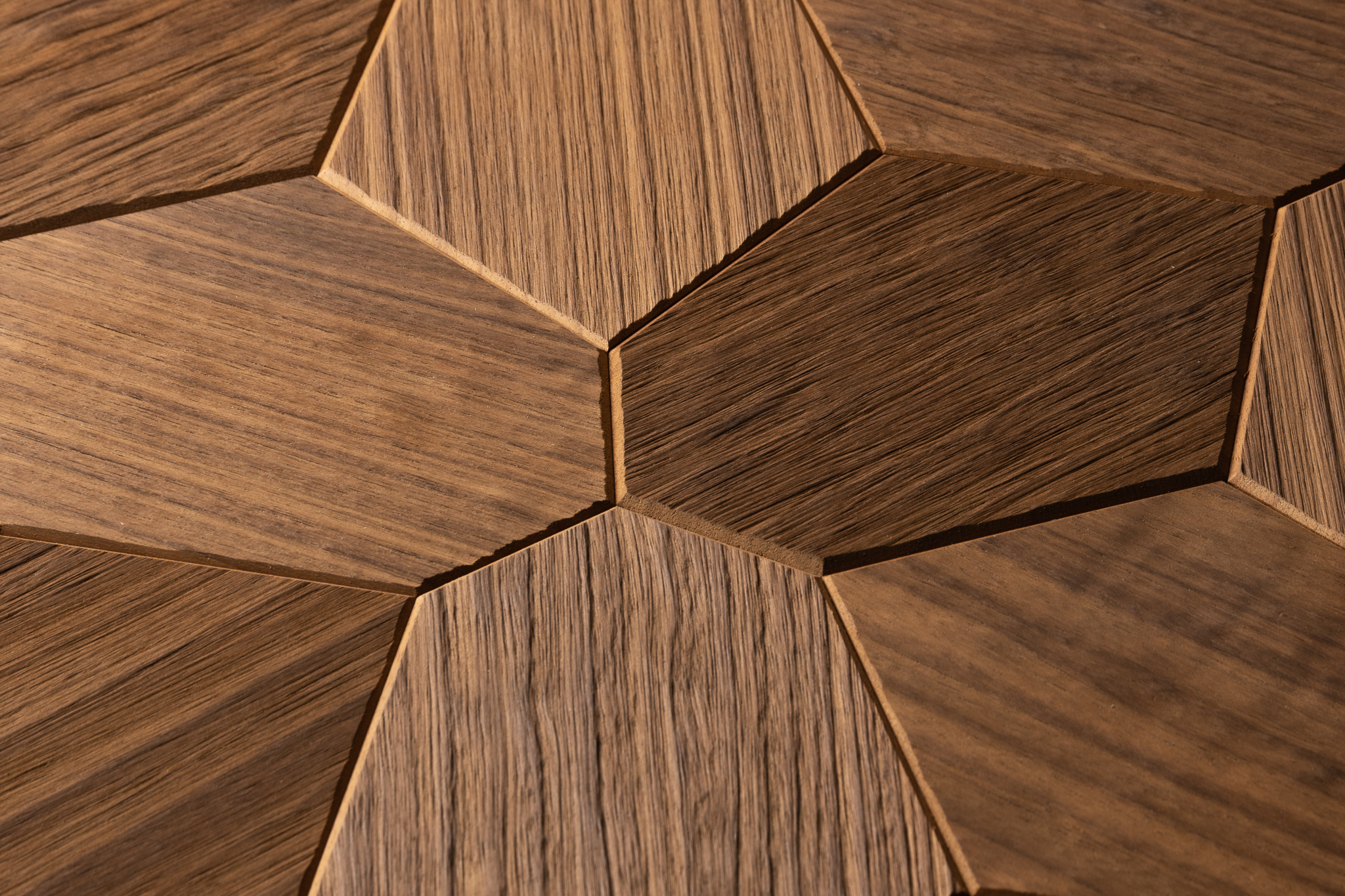 Close-up of EmotionWood hexagon panel grain