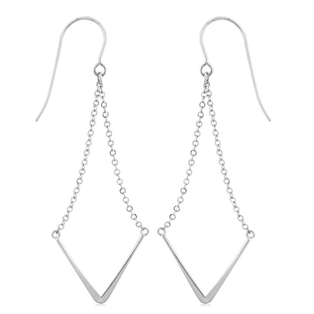 14KW Gold V Bottom Dangle Earrings