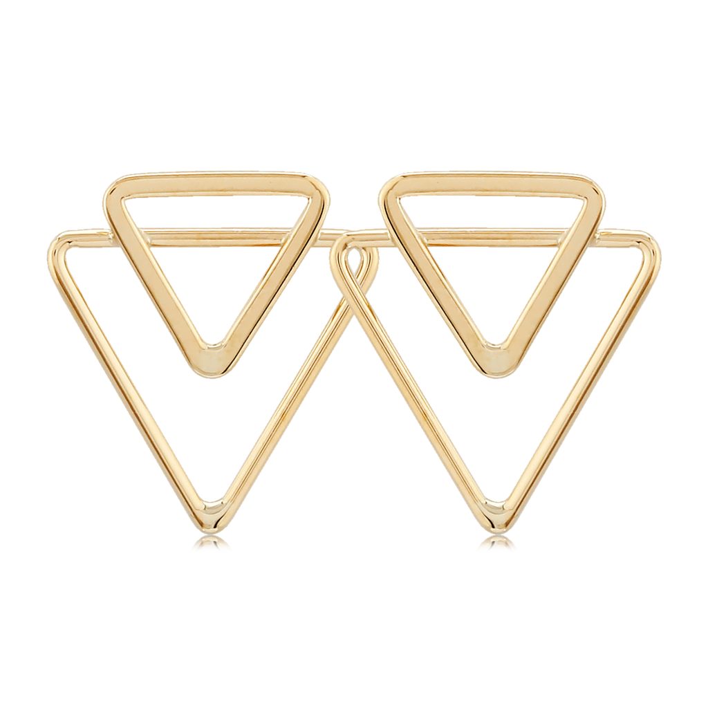 14KY Gold Double Triangle Earrings
