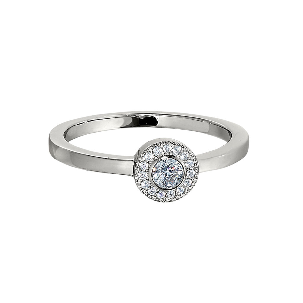 Platinum SS Micropave Round Simulated